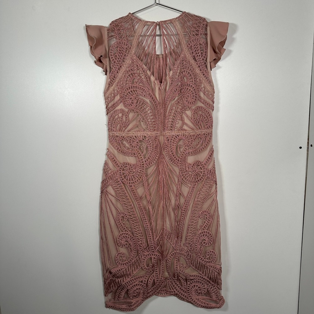 Pink Lace Mother of the Bride Angeleye Soutache Flutter Sleeve Dress Womens 10 - Picture 6 of 9